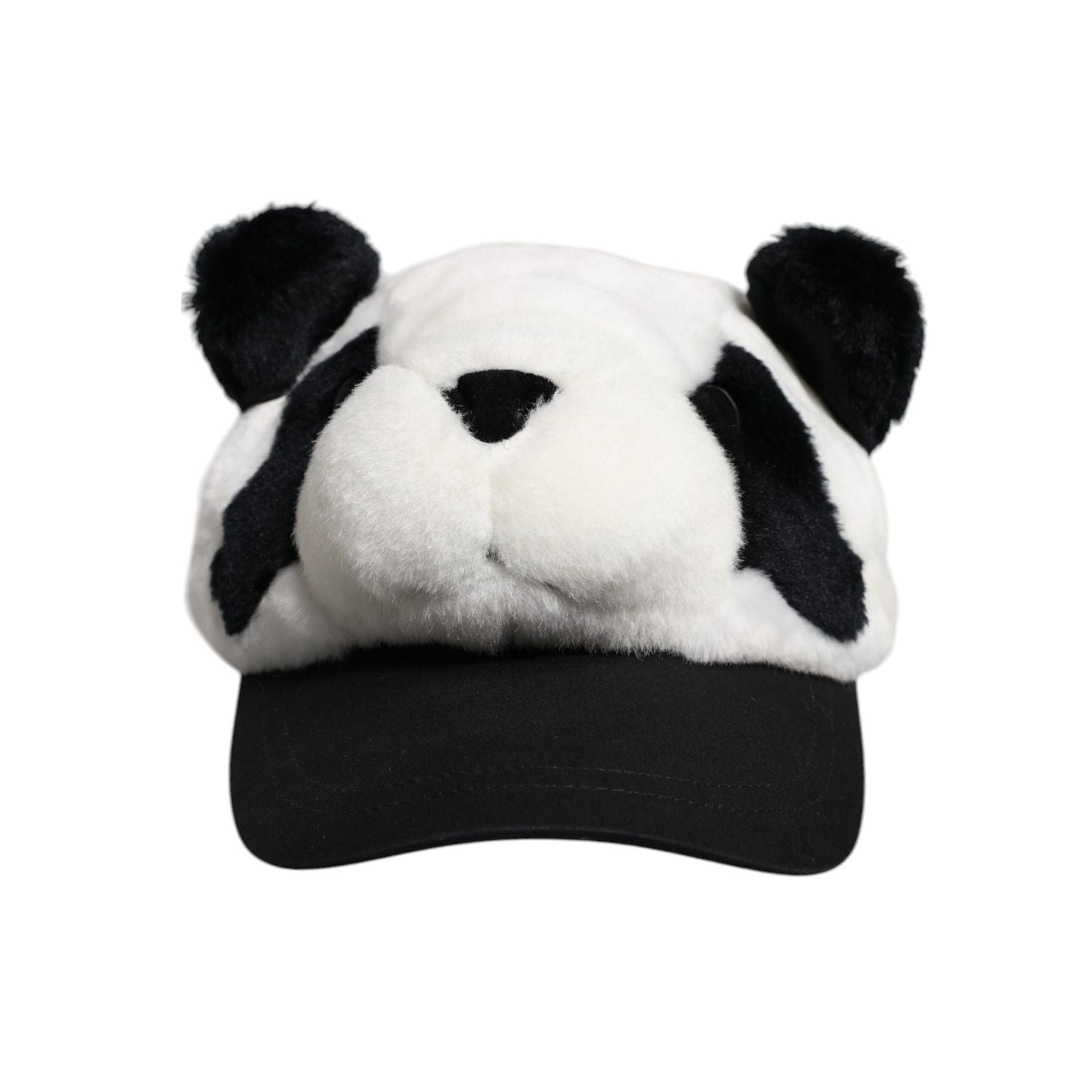 Dolce & Gabbana Black White Panda Fur Women Baseball Cap
