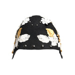 Dolce & Gabbana Black Wool White Floral Gold Leaf Cloche Hat