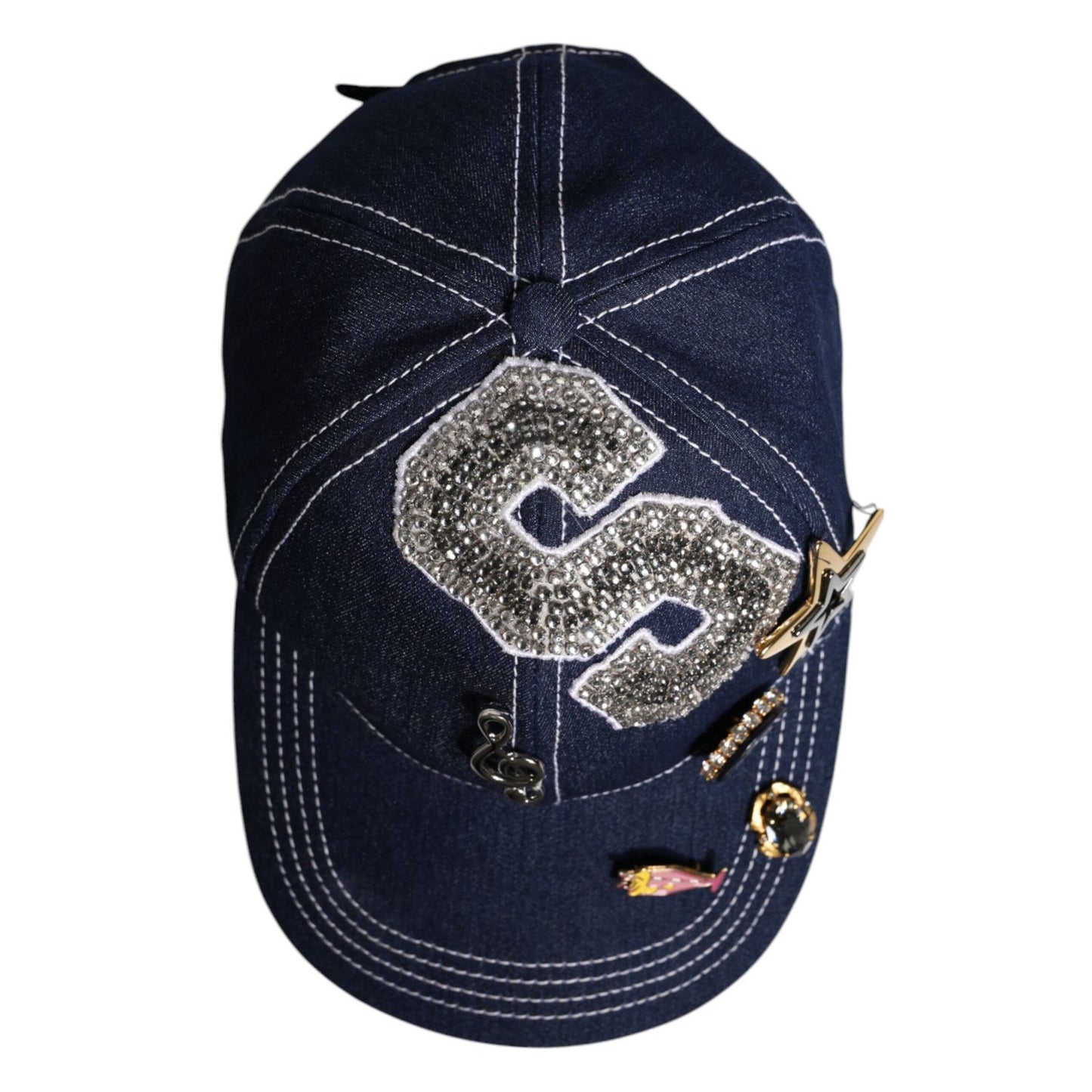 Dolce & Gabbana Blue Crystal Embellishment Baseball Cap
