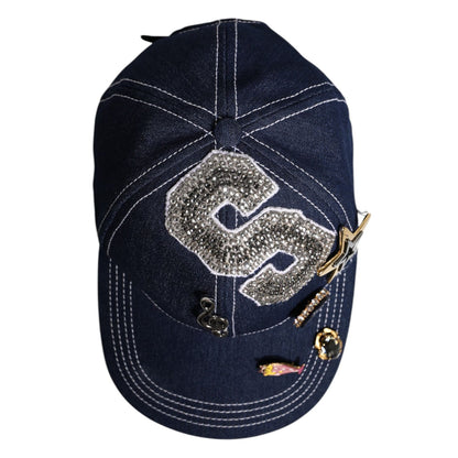 Dolce & Gabbana Blue Crystal Embellishment Baseball Cap