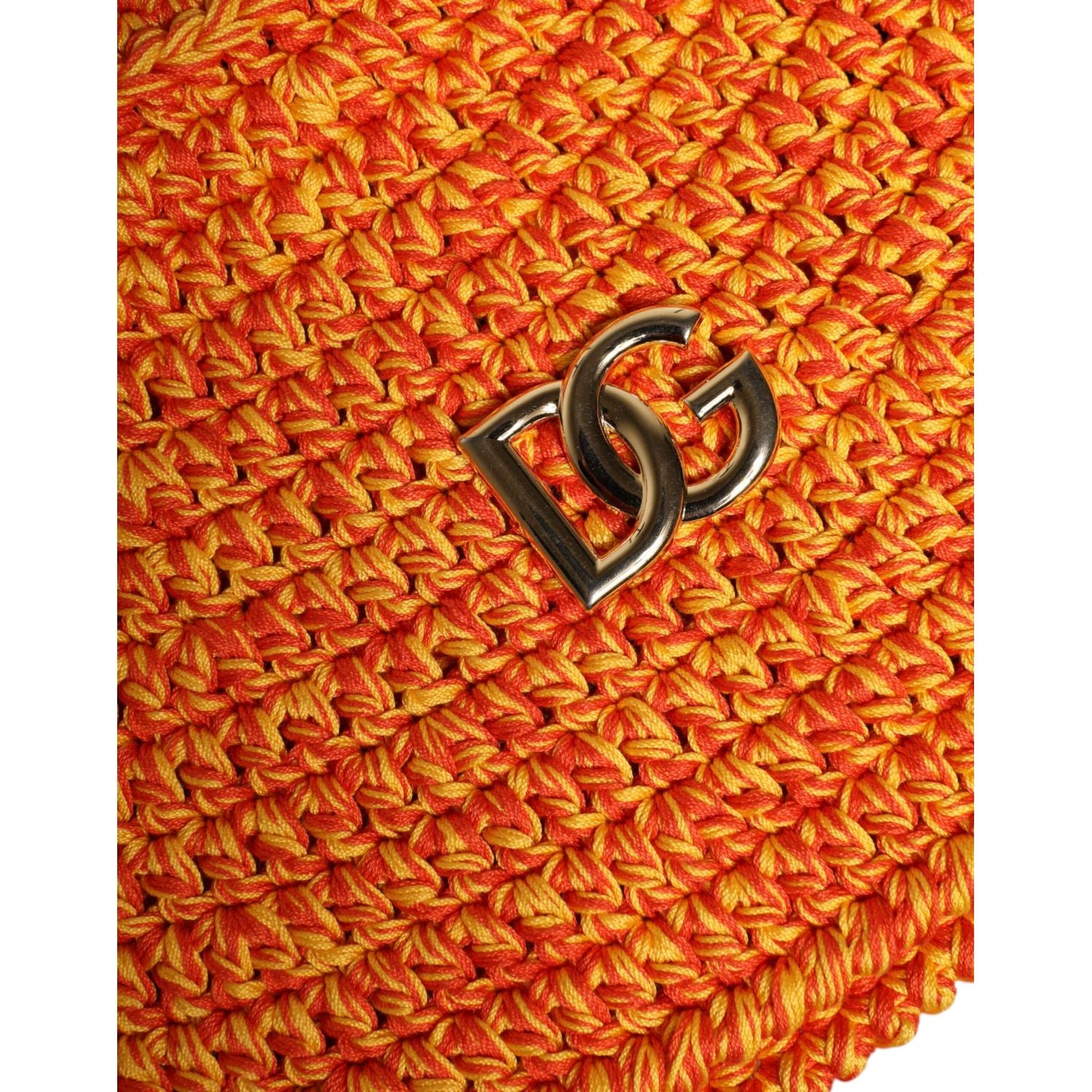 Dolce & Gabbana Orange Cotton Crochet DG Logo Bucket  Hat