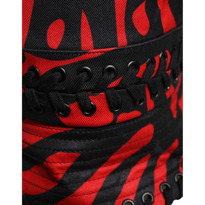 Dolce & Gabbana Black Red Stripe Polyester Wide Brim Bucket Hat