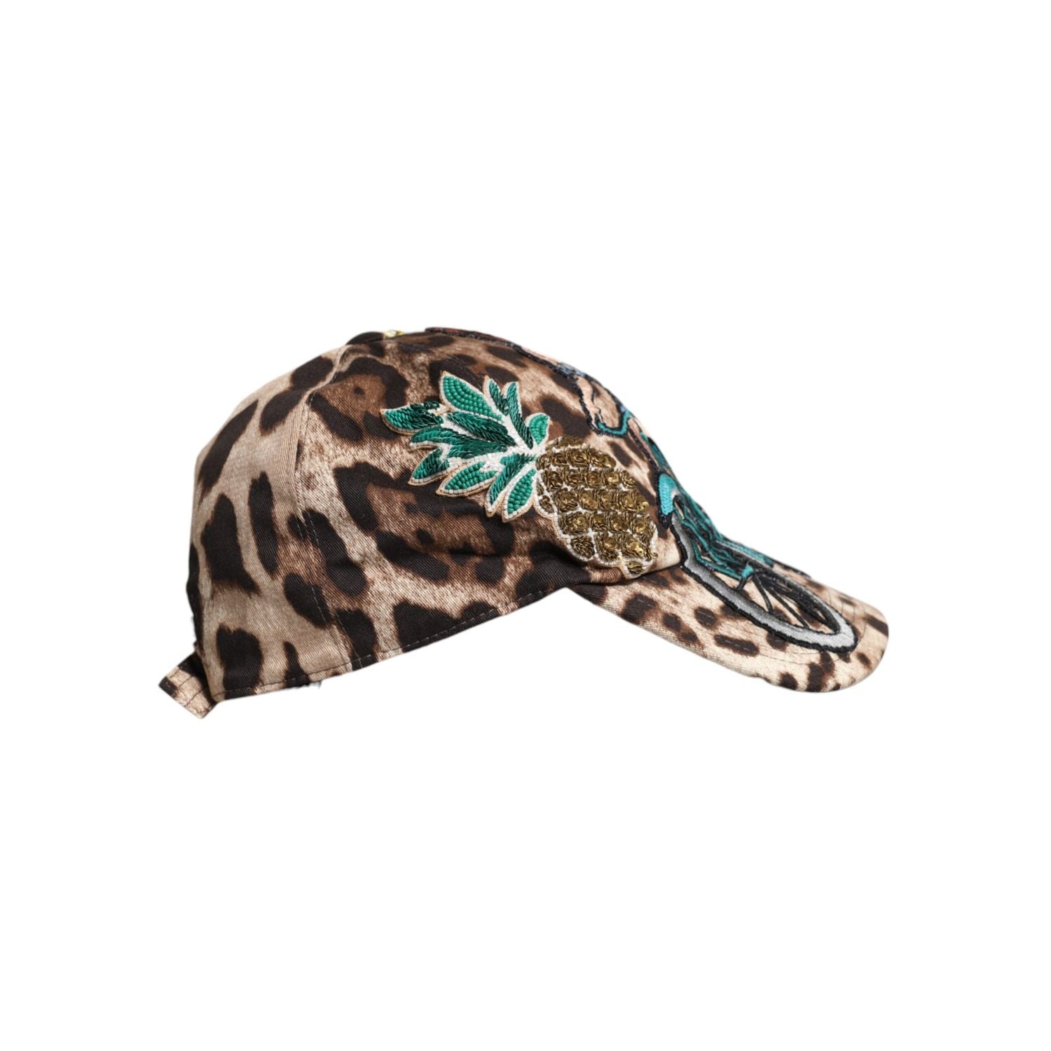 Dolce & Gabbana Brown Leopard Sequin Sicily Baseball Cap