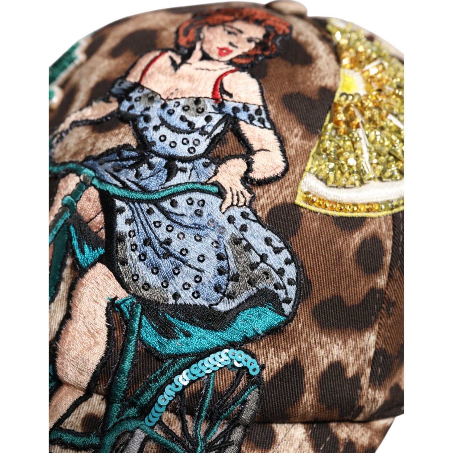 Dolce & Gabbana Brown Leopard Sequin Sicily Baseball Cap