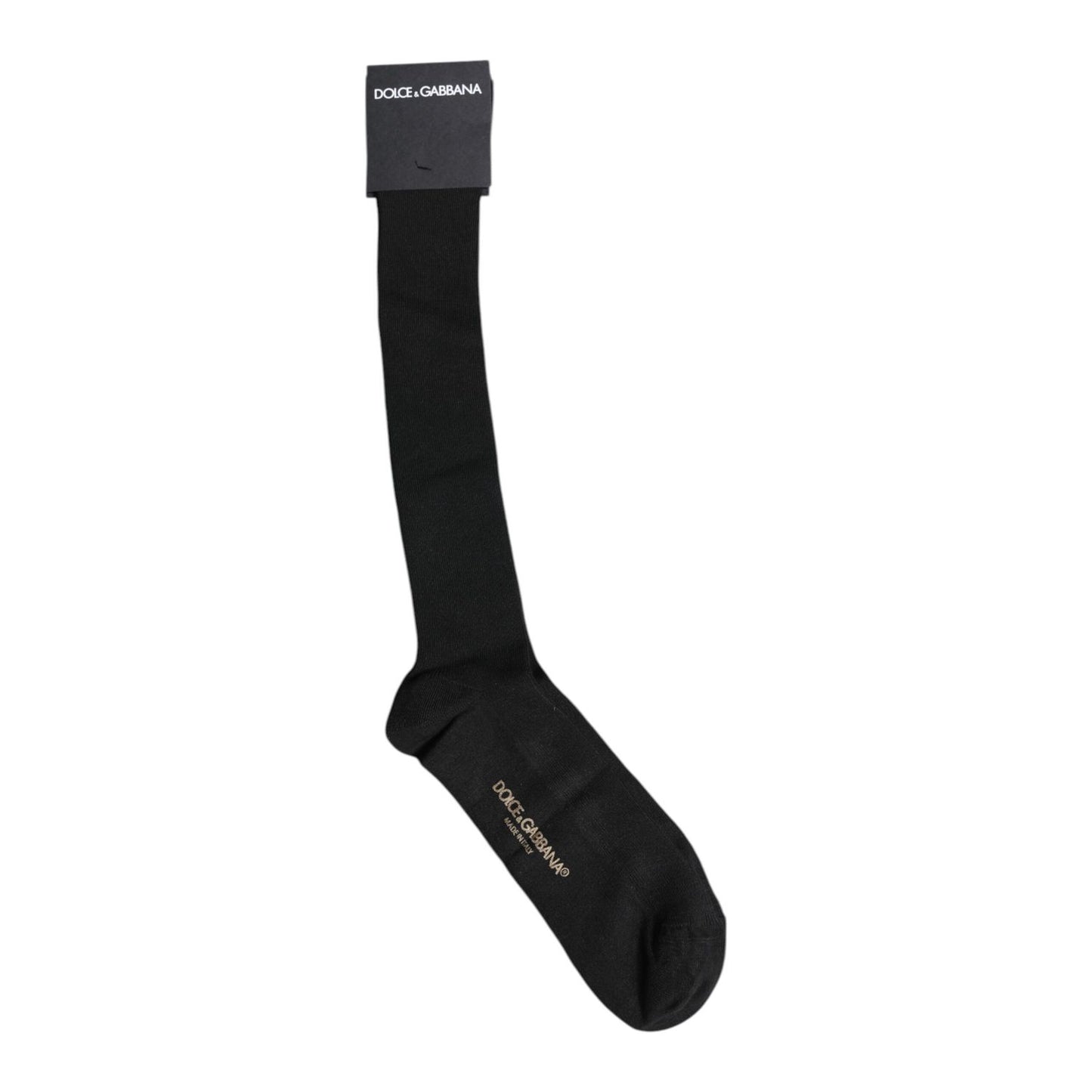 Dolce & Gabbana Black Viscose Logo Over The Calf Socks