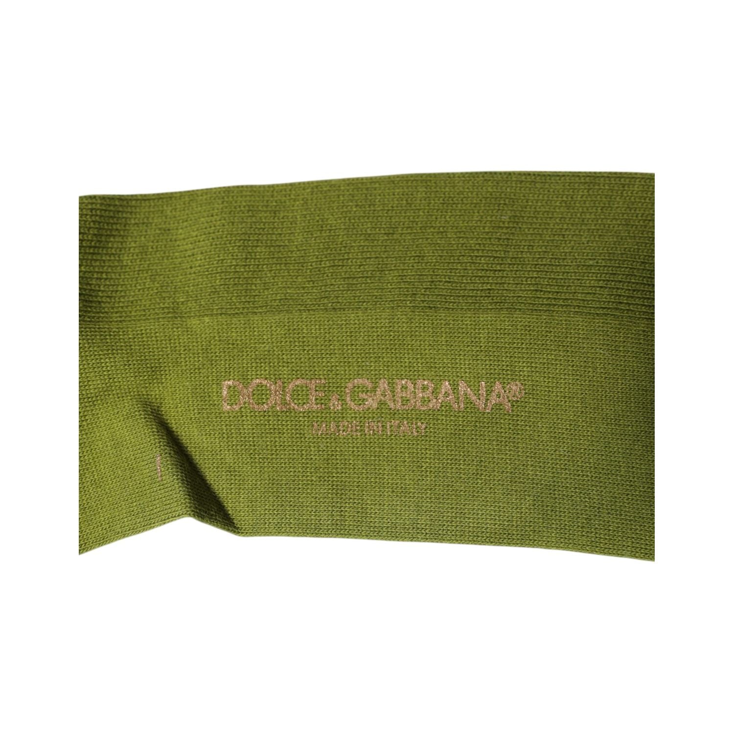 Dolce & Gabbana Green Cotton Logo Over The Calf Socks