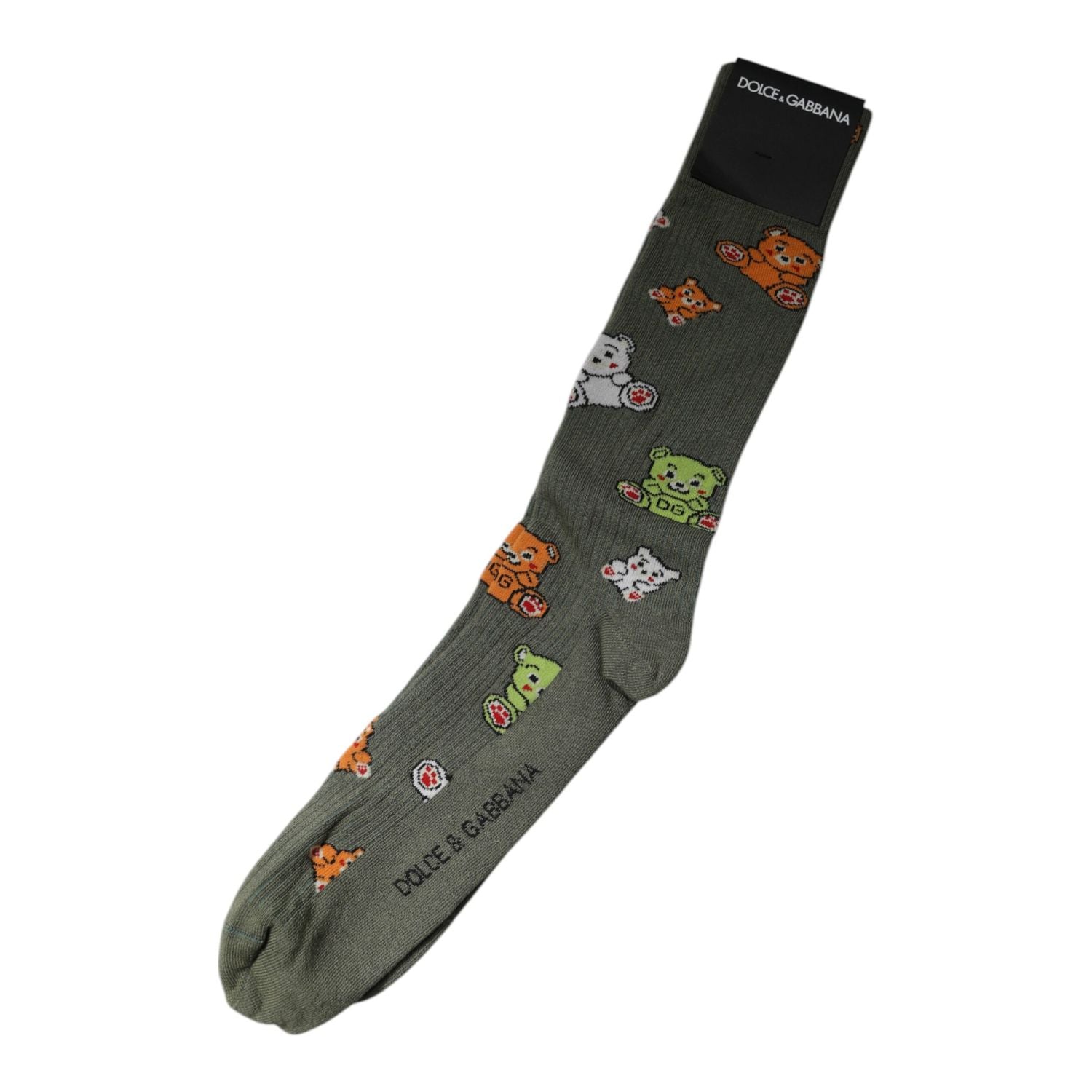 Dolce & Gabbana Green Nylon DG Bear Printed Mid Calf Socks