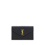 Saint Laurent Logoed Shoulder Bag with matelassé print and golden logo plaque