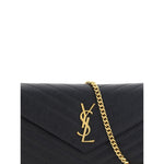 Saint Laurent Logoed Shoulder Bag with iconic gold logo and chain strap
