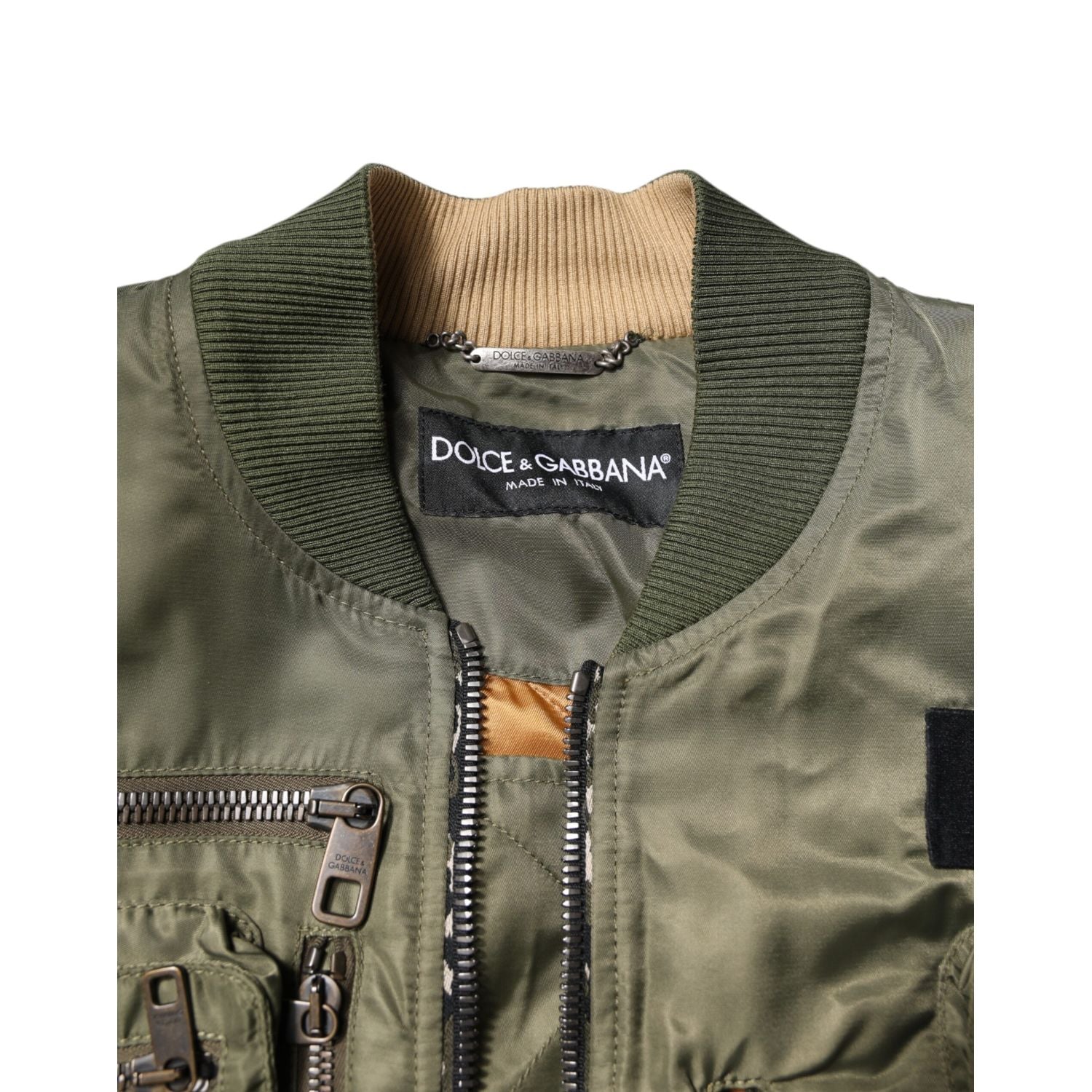 Dolce & Gabbana Green Nylon Full Zip Men Bomber Jacket
