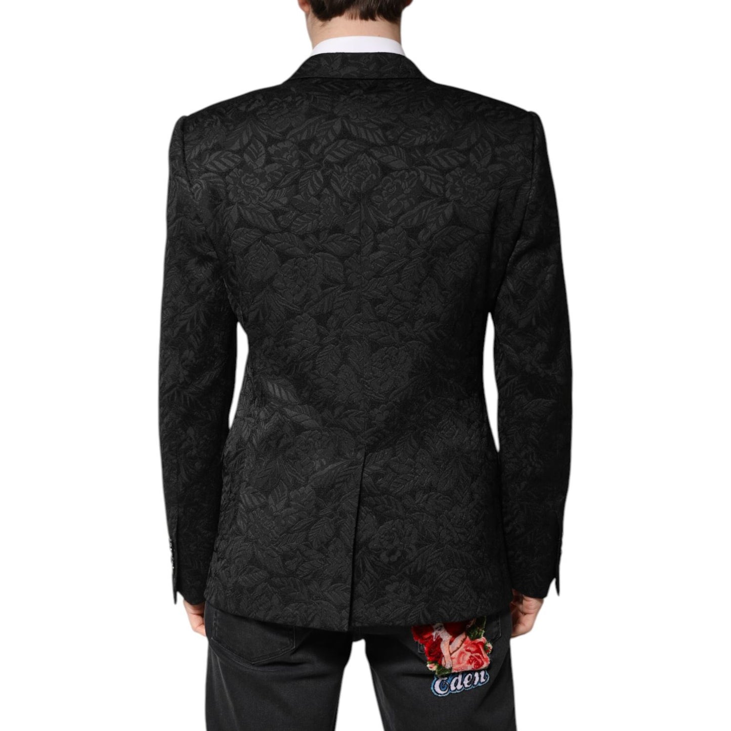 Dolce & Gabbana Black MARTINI Brocade Single Breasted Blazer