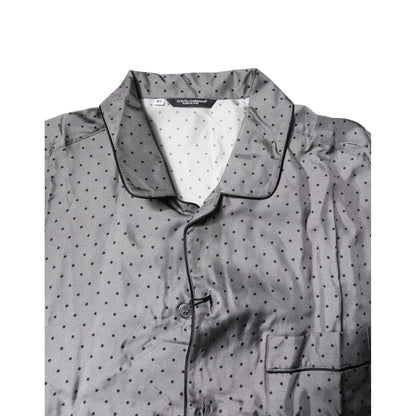 Dolce & Gabbana Gray Polka Dot Silk Long Sleeve Shirt