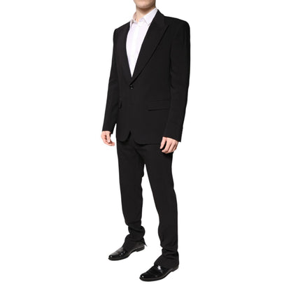 Dolce & Gabbana Black Cotton Single Breasted 2 Piece Suit
