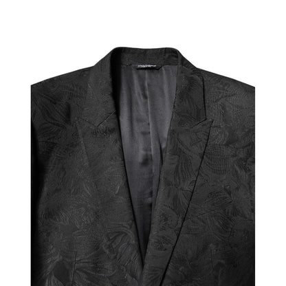 Dolce & Gabbana Black Polyester Floral Jacquard 2 Piece Suit