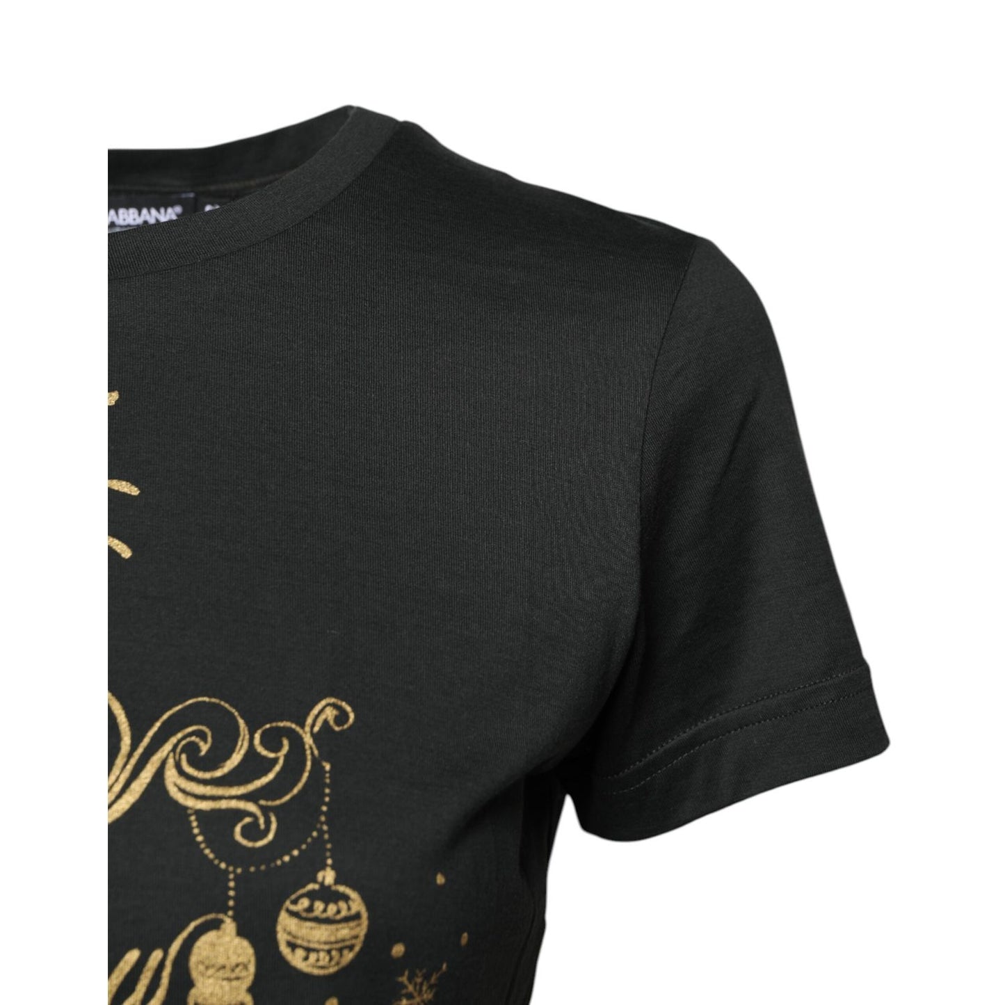 Dolce & Gabbana Black Cotton Round Neck Short Sleeve T-shirt