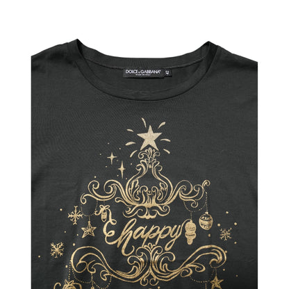 Dolce & Gabbana Black Cotton Round Neck Short Sleeve T-shirt