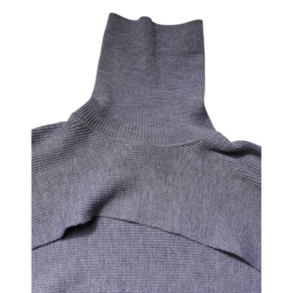 Dolce & Gabbana Gray Wool Knit Turtleneck Cropped Top Sweater