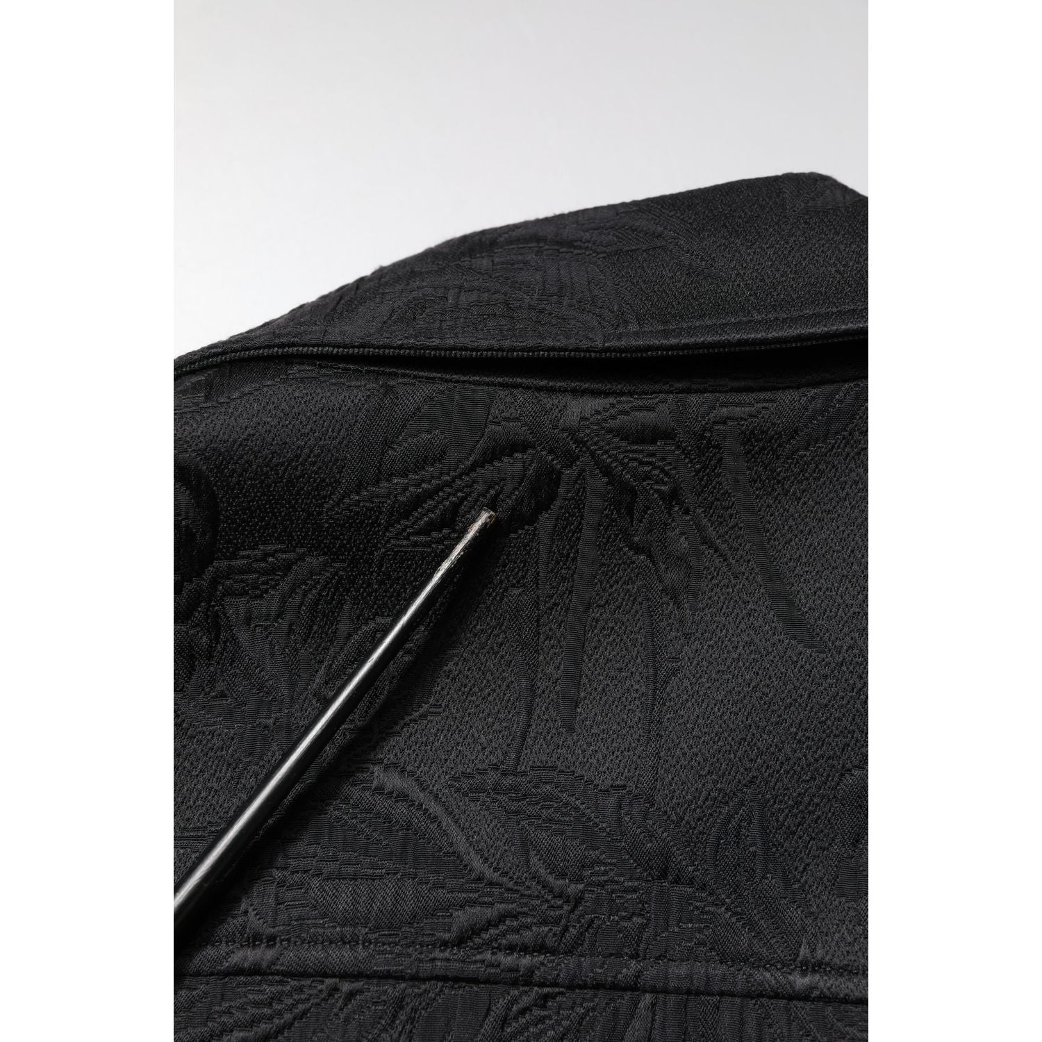 Dolce & Gabbana Black Brocade Cotton Full Zip Biker Jacket