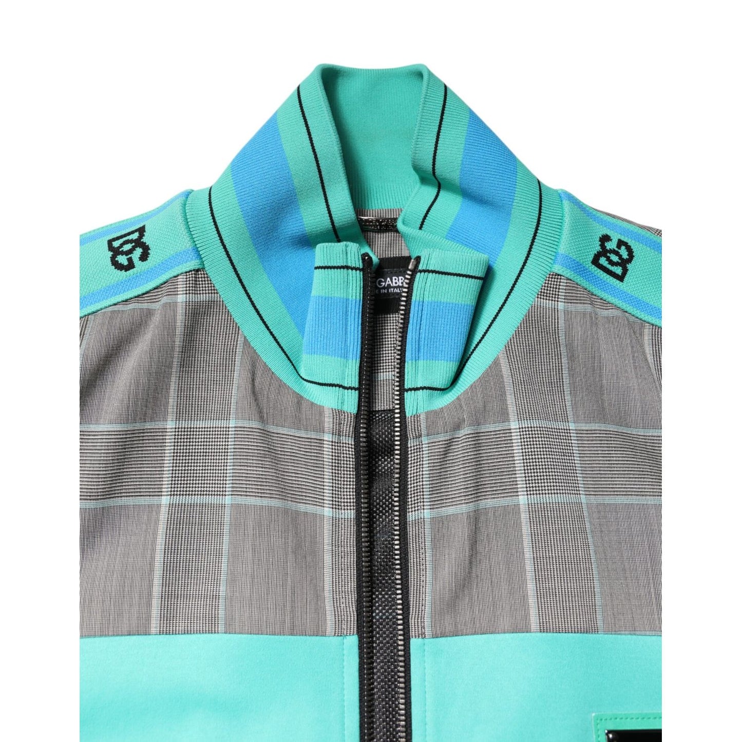 Dolce & Gabbana Multicolor Plaid Full Zip Windbreaker Jacket