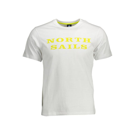 North Sails White Cotton Men T-Shirt with logo print, front view