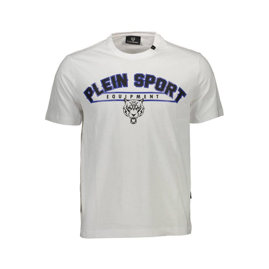 Plein Sport White Cotton Men T-Shirt with logo, bold design, crew neck, short sleeves
