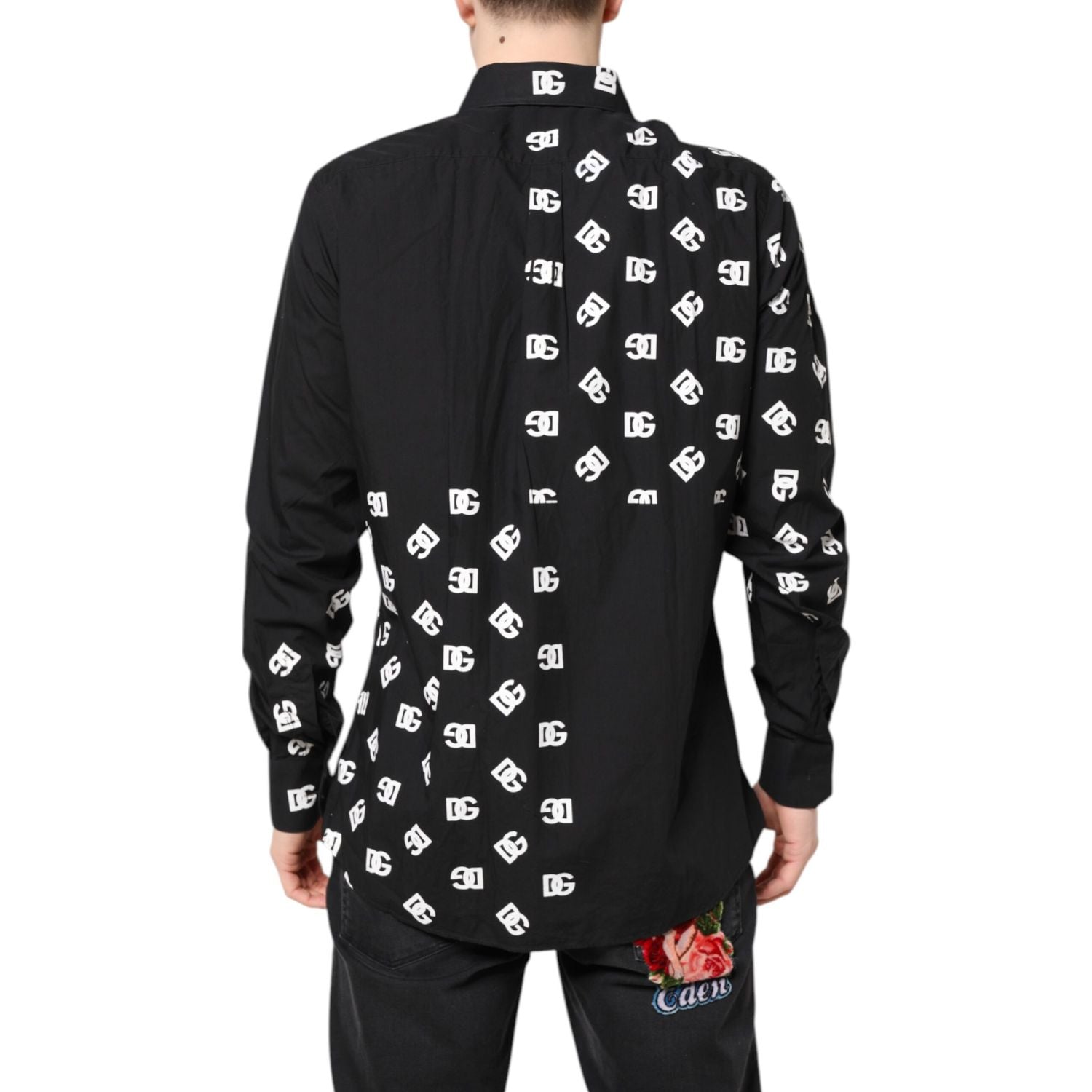 Dolce & Gabbana Black DG Logo Cotton MARTINI Dress Shirt