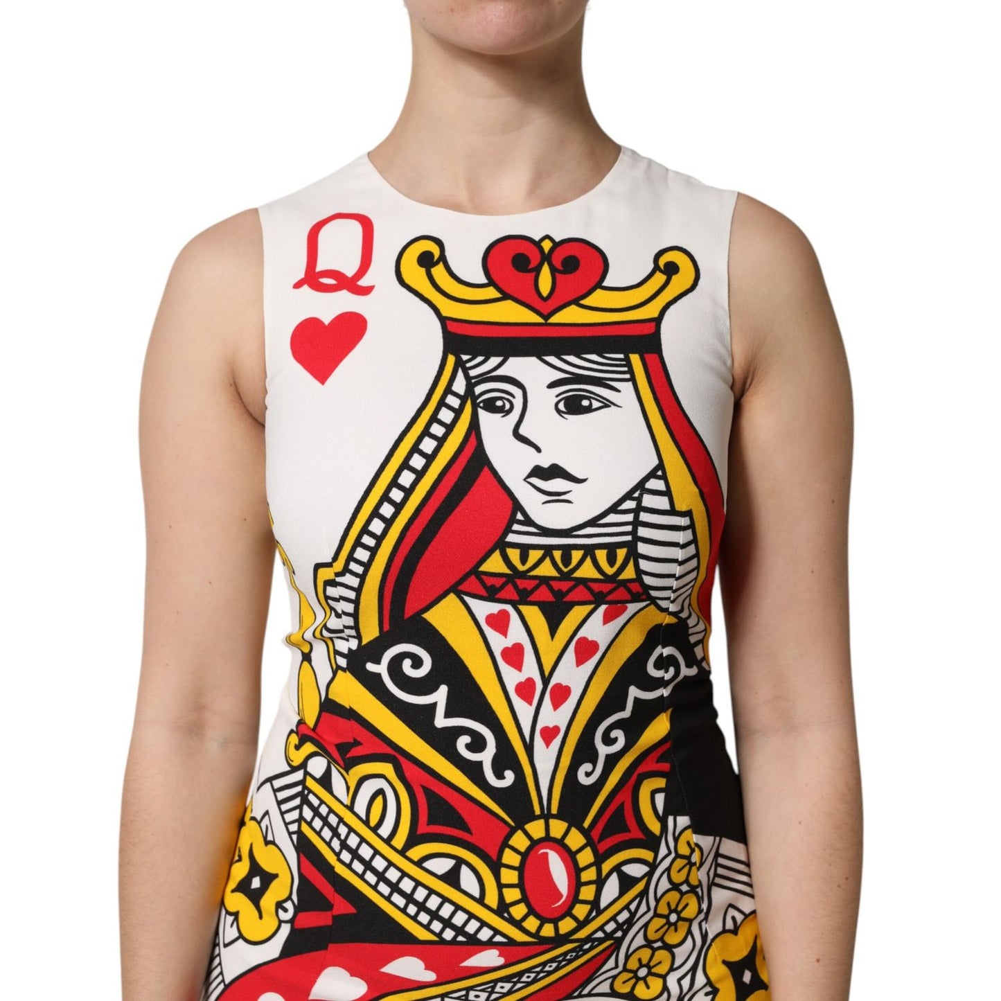 Dolce & Gabbana White Queen Of Hearts Sleeveless Maxi Dress
