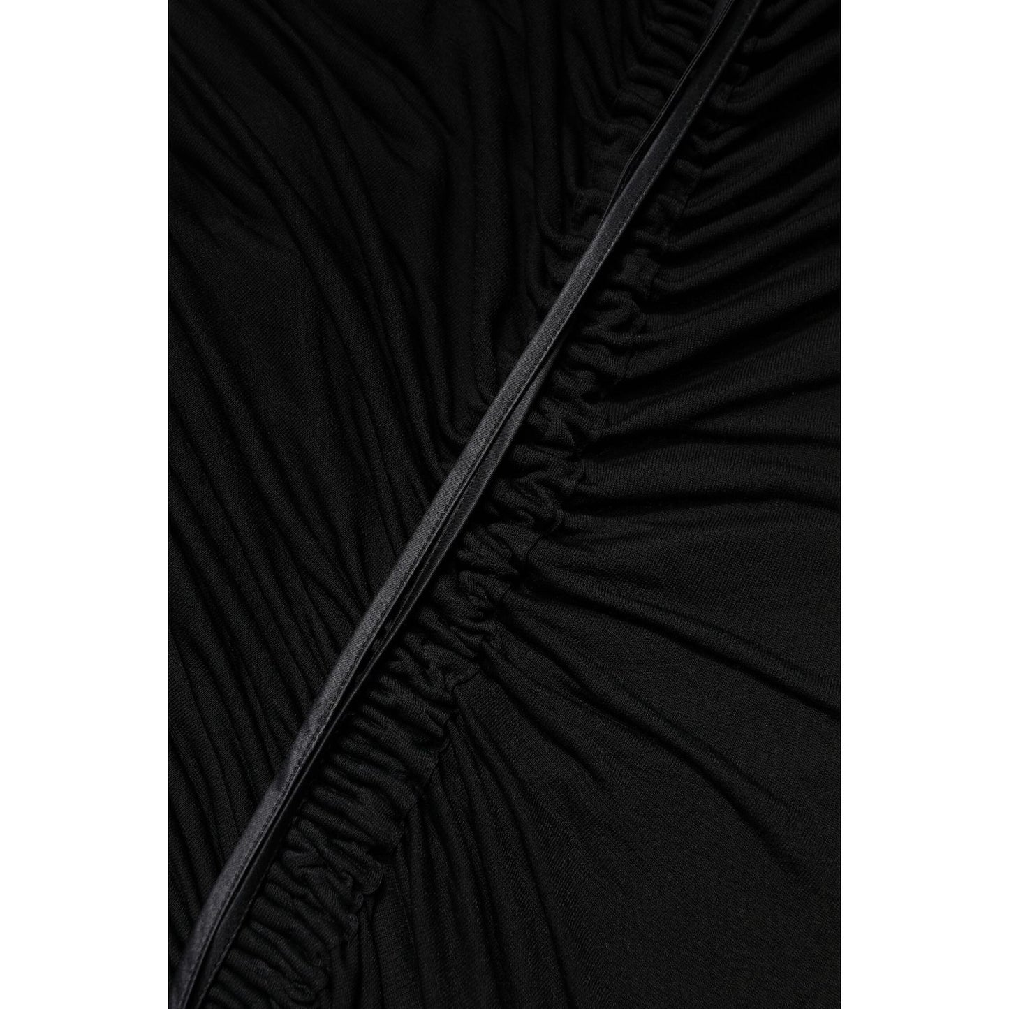 Dolce & Gabbana Black Mesh Trim Bodycon Long Sheath Dress