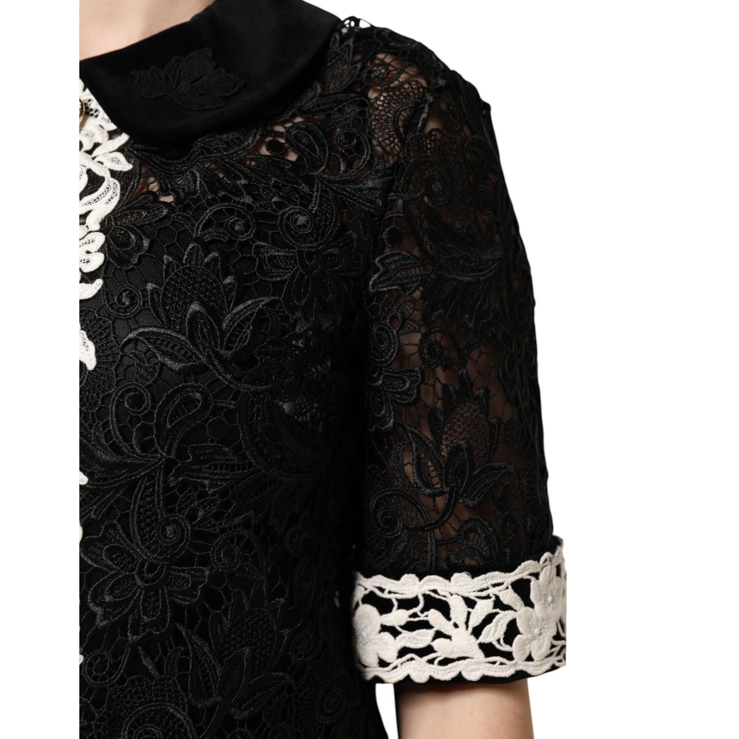 Dolce & Gabbana Black Floral Lace Embellished Mini Dress