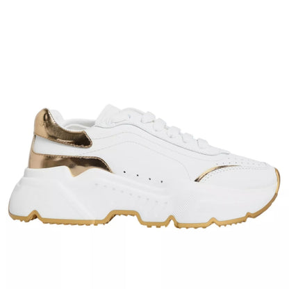 Dolce & Gabbana White Gold Daymaster Low Top Sneakers Shoes