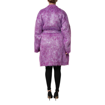 Dolce & Gabbana Purple Button Embellished Trench Coat Jacket