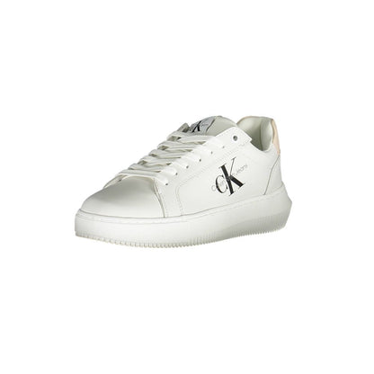 Calvin Klein White Polyester Women Sneaker with logo and recycled material for sustainable style.