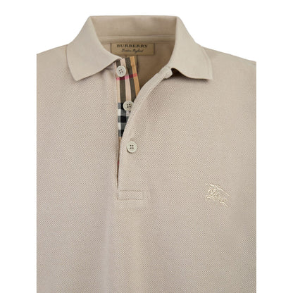 Burberry Pale Stone Cotton Collared Polo Shirt