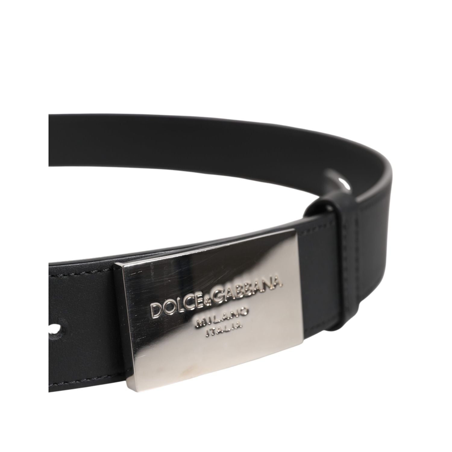 Dolce & Gabbana Black Classic Silver Metal Logo Buckle Belt