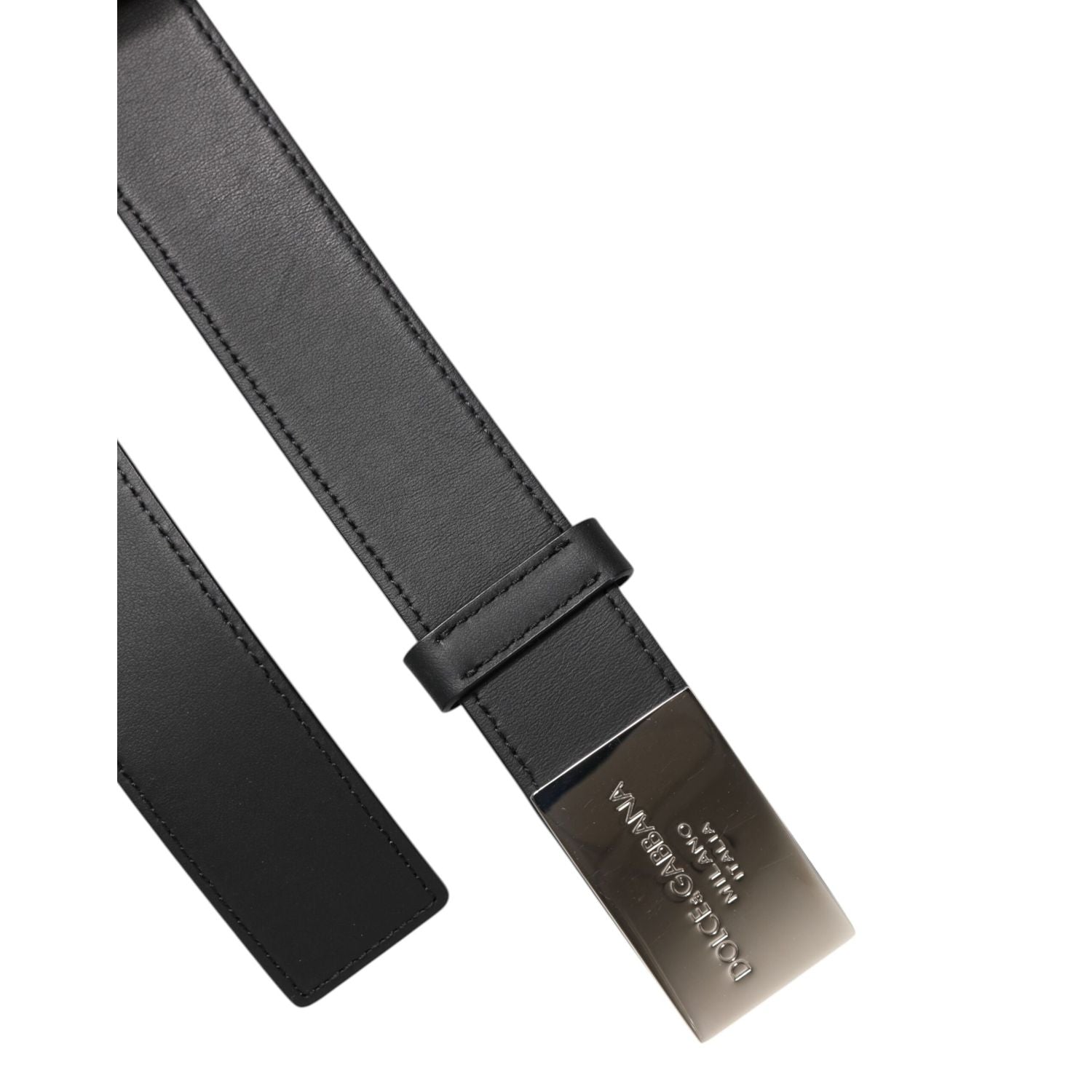 Dolce & Gabbana Black Classic Silver Metal Logo Buckle Belt