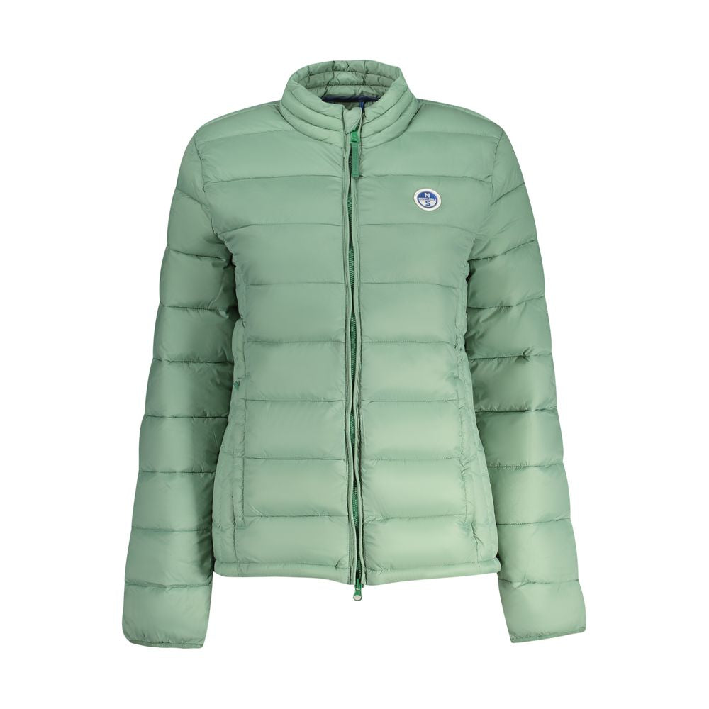 North Sails Green Polyamide Jackets & Coat with long sleeves, zip closure, and logo application, featuring two external pockets.