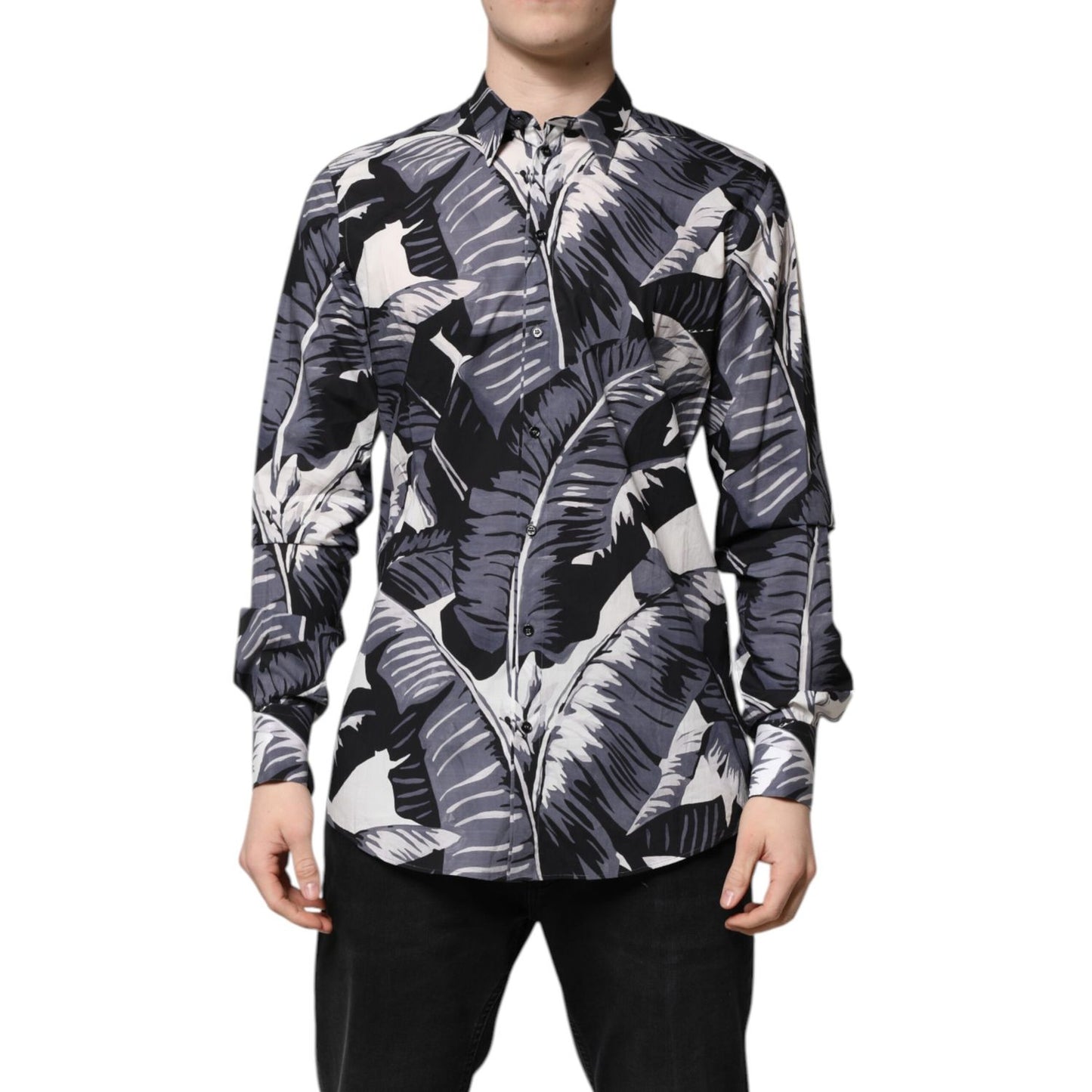 Dolce & Gabbana Multicolor GOLD Cotton Banana Leaf Print Shirt