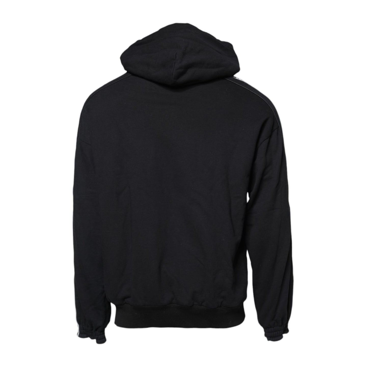 Dolce & Gabbana Black Cotton Logo Hooded Sweatshirt Sweater