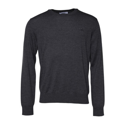 Dolce & Gabbana Gray Wool Logo Knitted Men Pullover Sweater