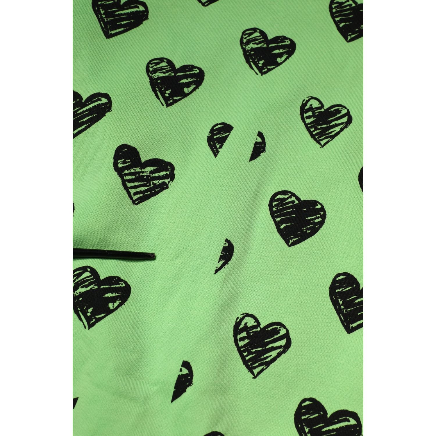 Dolce & Gabbana Green Heart Print Crew Neck Pullover Sweater