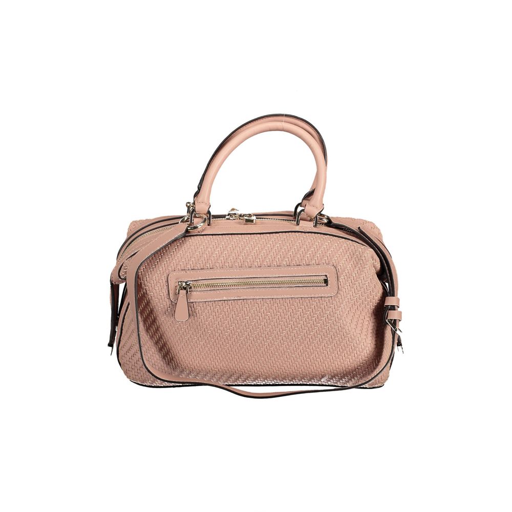 Guess Jeans Pink Polyethylene Women Handbag with dual handles and adjustable strap, stylish and functional for everyday use.