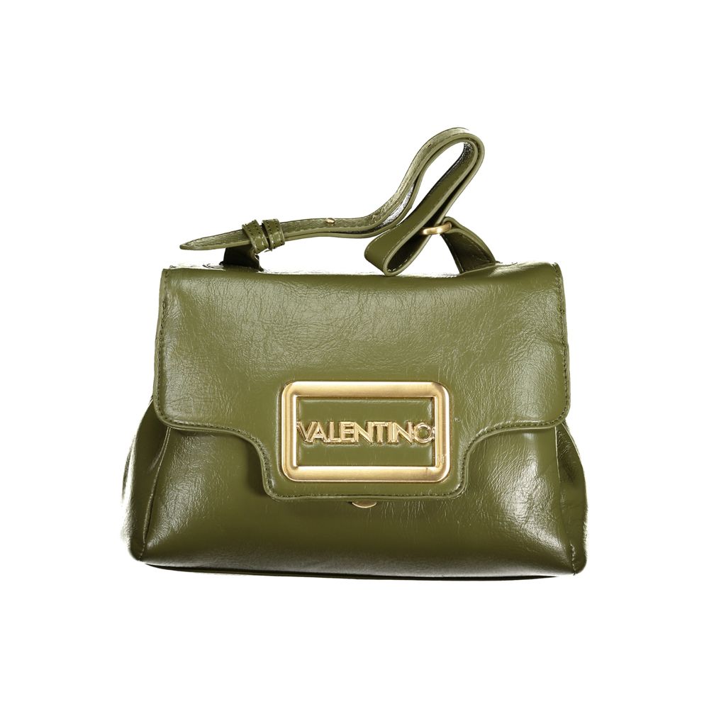 Mario Valentino Green Polyethylene Handbag with adjustable handle and removable strap, featuring logo and secure zip and snap closure.