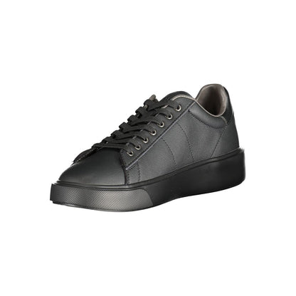 Blauer Black Polyester Sneaker with laces, contrasting details, and logo print for sports use.