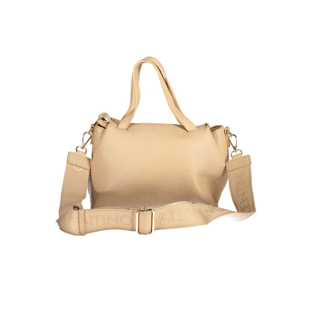 Mario Valentino Beige Polyethylene Women Handbag with detachable shoulder strap and zip closure, perfect for sophisticated fashion.