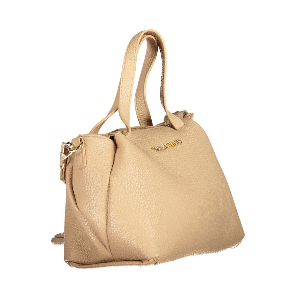 Mario Valentino Beige Polyethylene Women Handbag with adjustable strap, showcasing timeless elegance and functional design.
