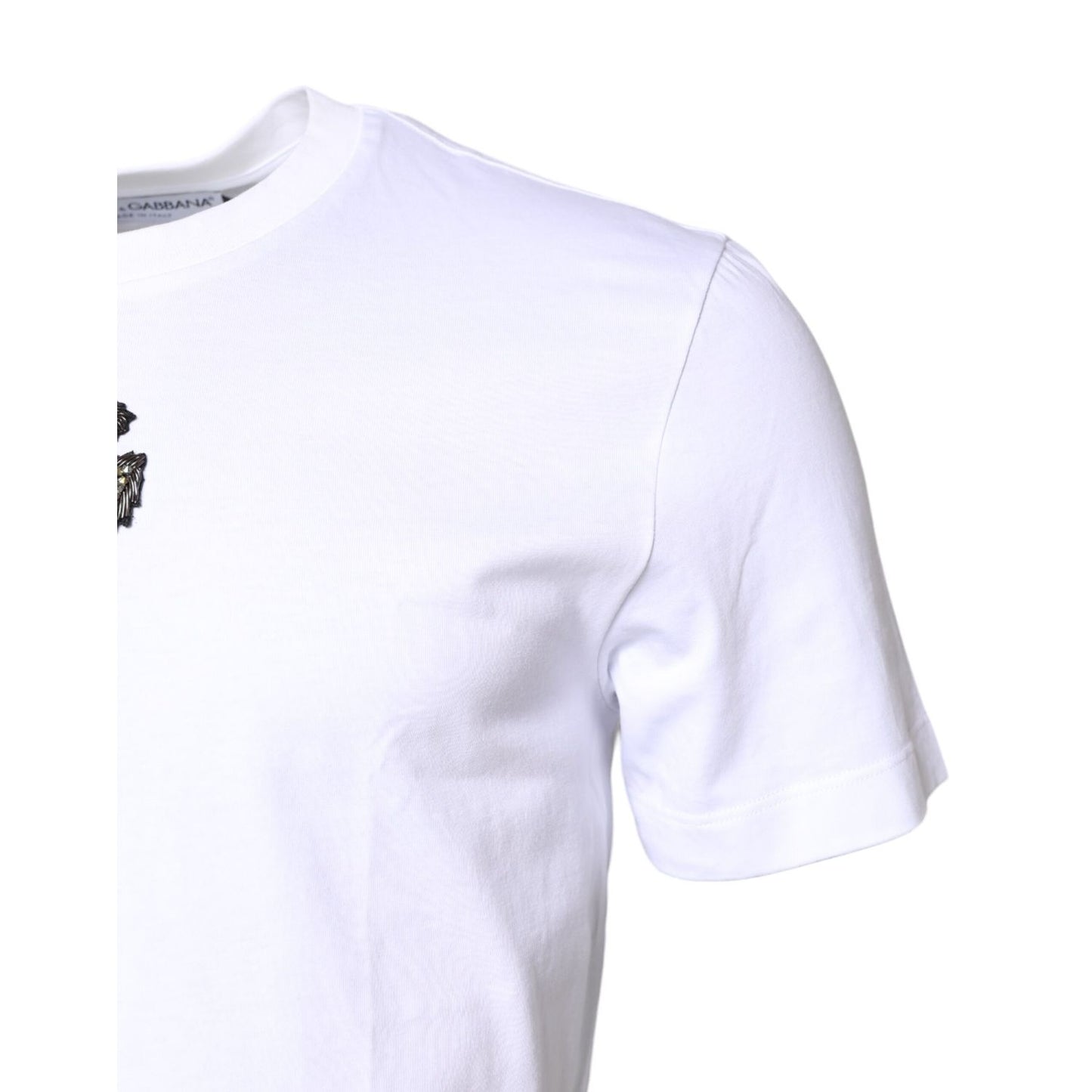 Dolce & Gabbana White Cotton DG Embroidery Crew Neck T-shirt