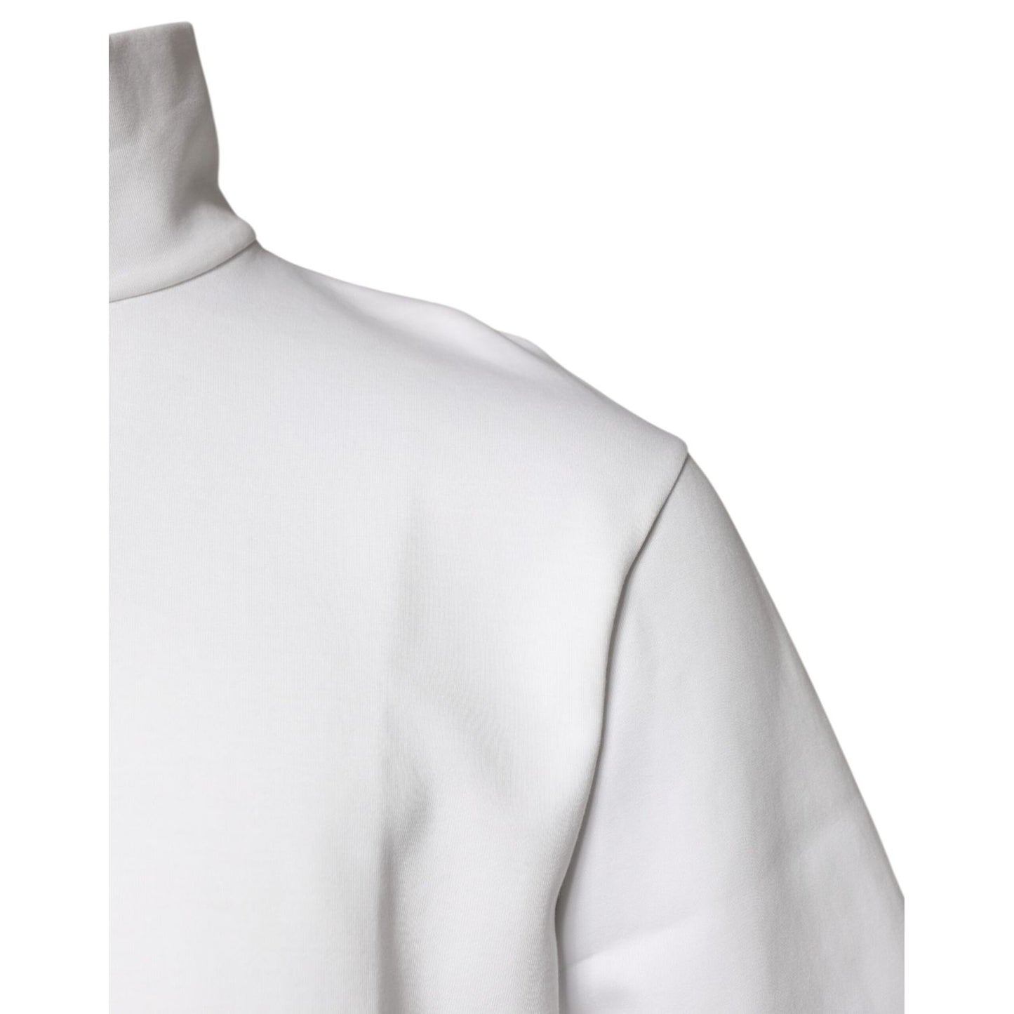 Dolce & Gabbana White Cotton Turtleneck DG Applique T-shirt