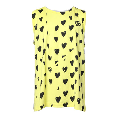 Dolce & Gabbana Yellow Cotton Sleeveless DG Heart T-shirt