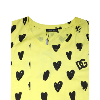 Dolce & Gabbana Yellow Cotton Sleeveless DG Heart T-shirt