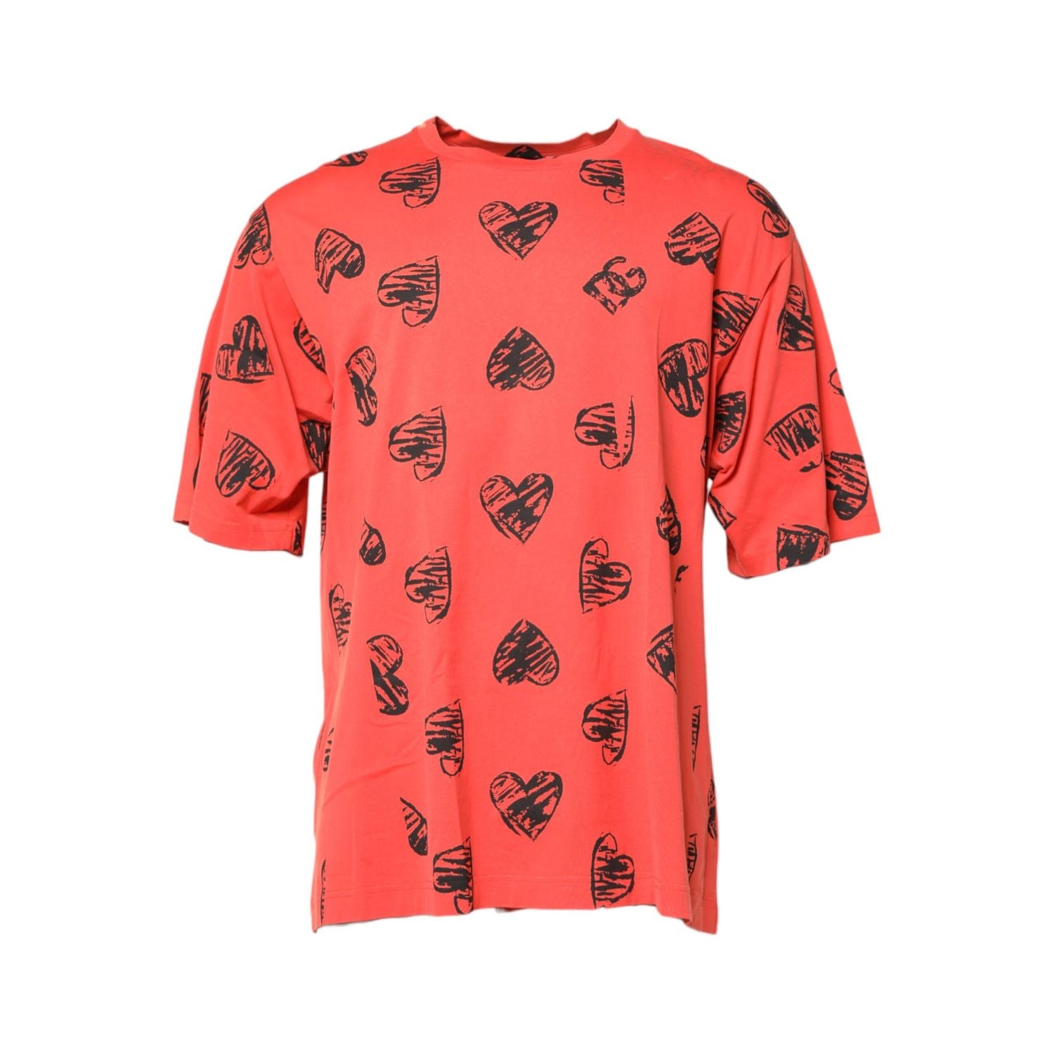 Dolce & Gabbana Red Cotton Short Sleeve DG Heart Logo T-shirt